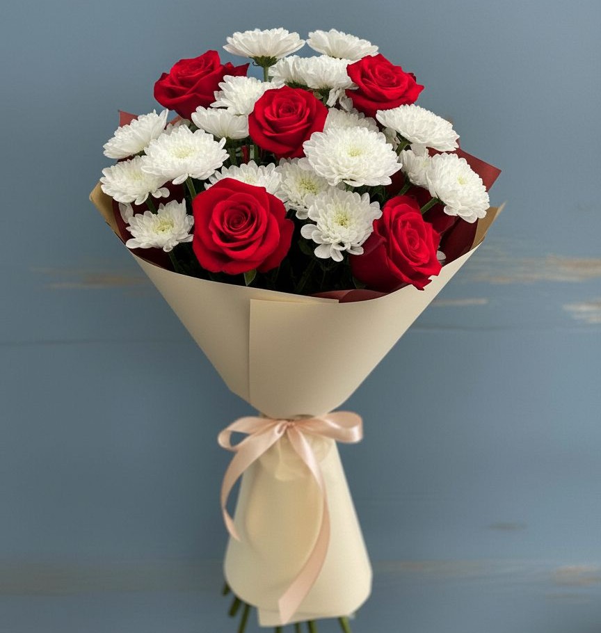 Букет цветов из: Розы и Хризантемы в Мортке