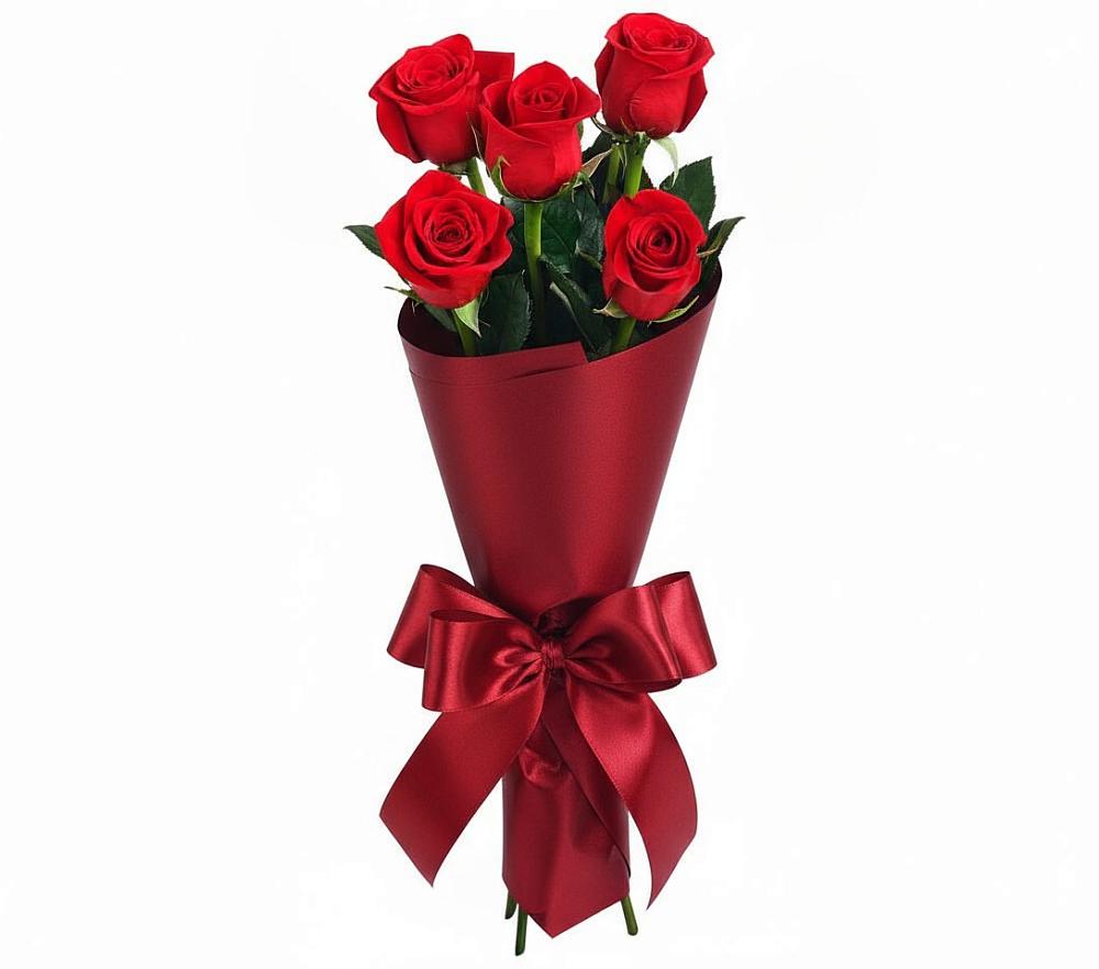 Букет 5 Красных роз Эдлесс Лав в Мортке