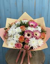 Букет цветов из:  Розы, Герберы и Хризантемы #REPLACE_PRED# Мортке