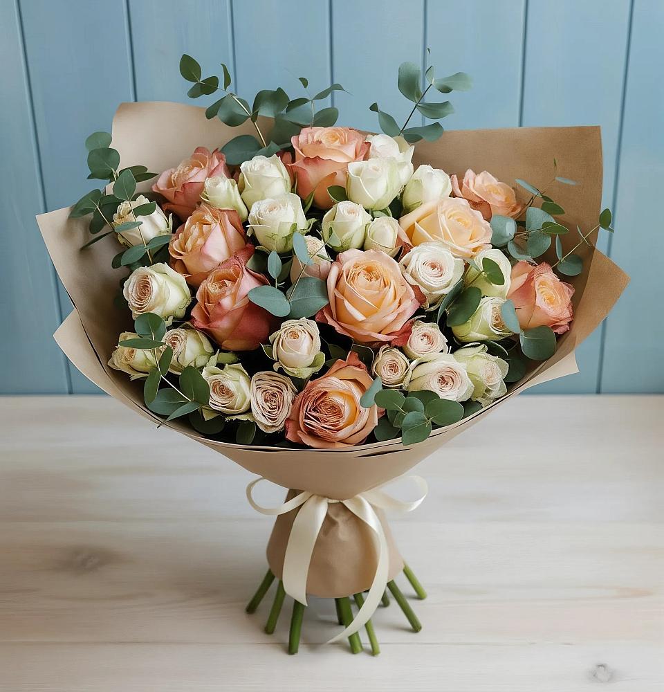 Букет цветов из: Альстромерии и Розы в Мортке