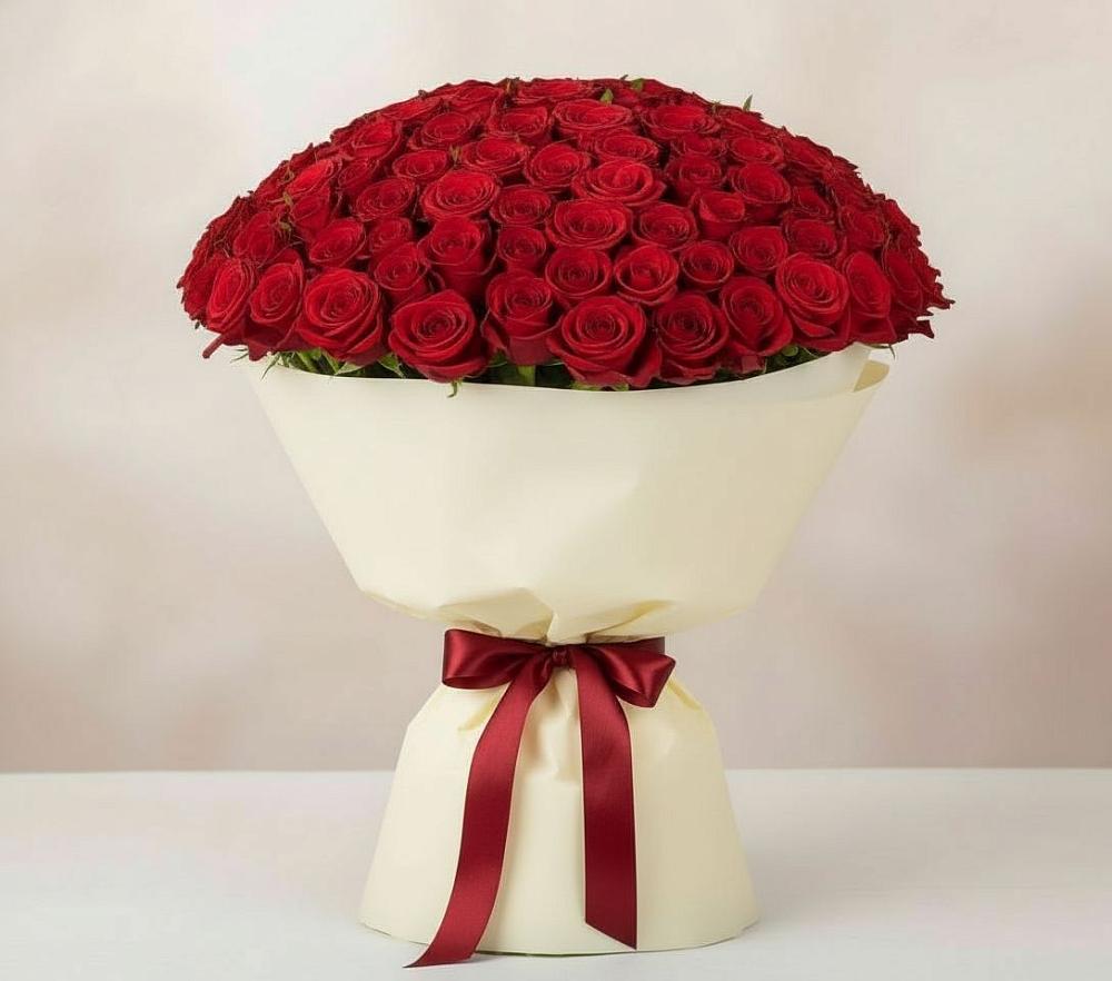 Букет 101 Красная роза Милано в Мортке