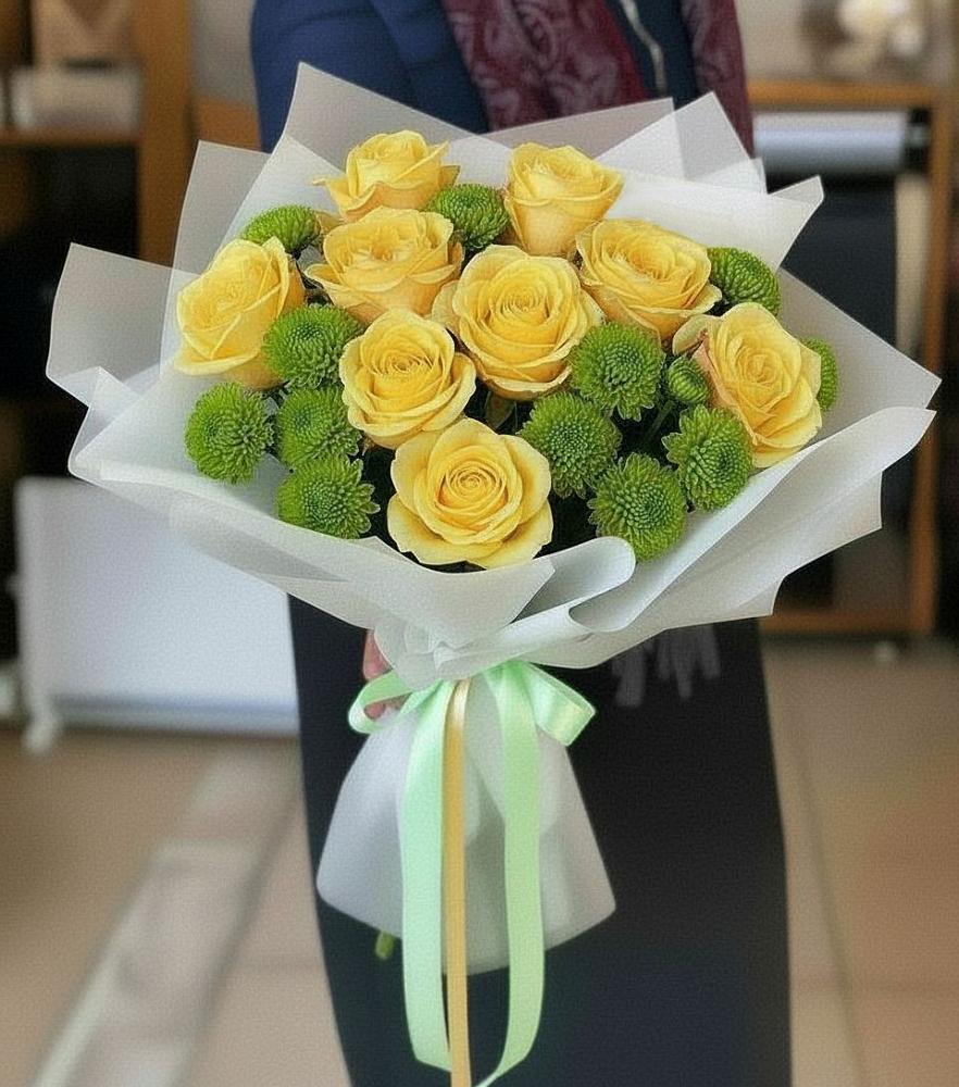 Букет цветов из: Хризантемы и Розы в Мортке