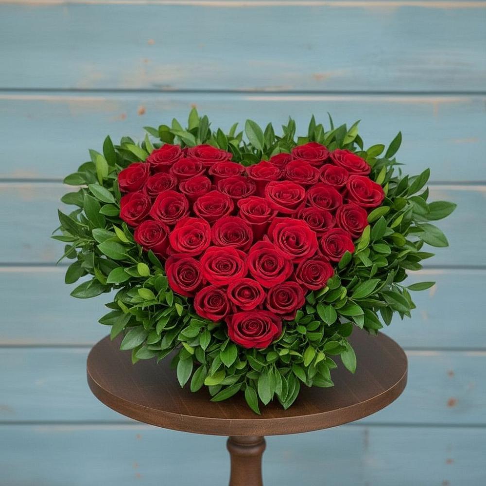 Цветочная композиция из Розы в виде сердца в Мортке