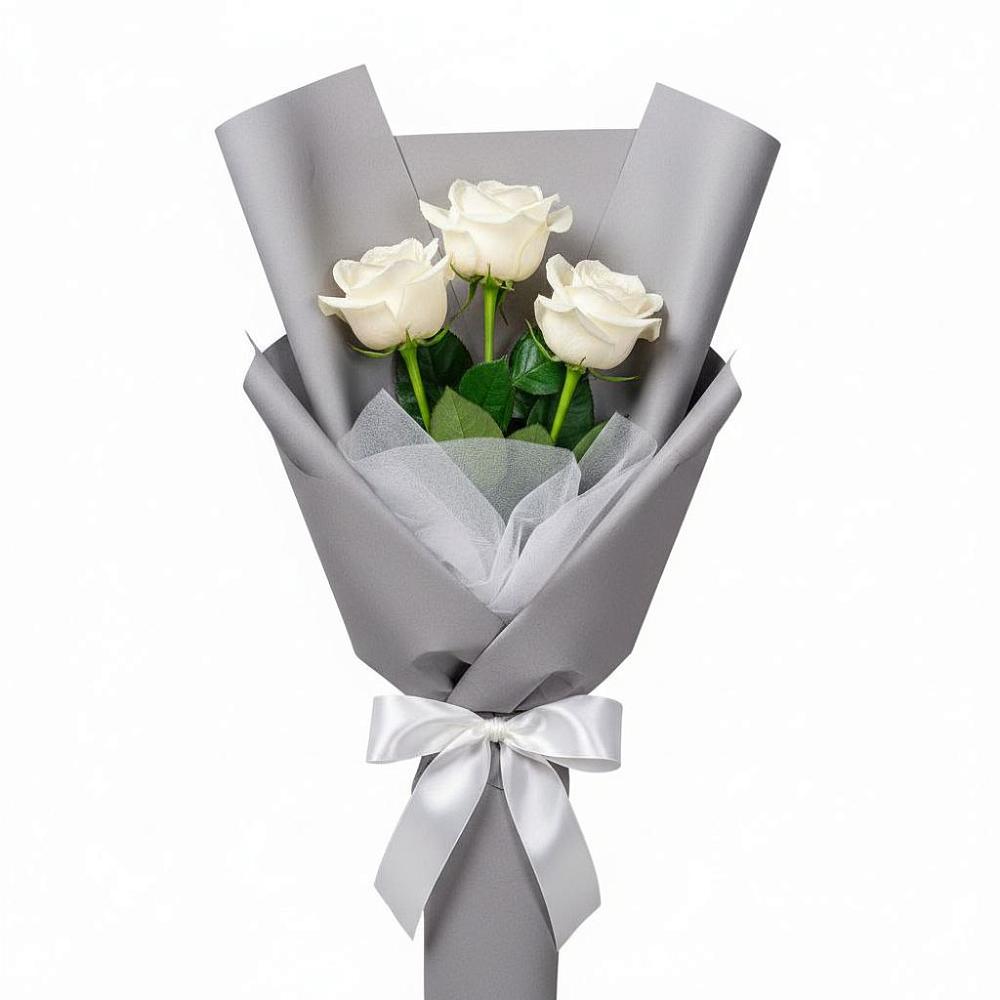Букет 3 белые розы в Мортке