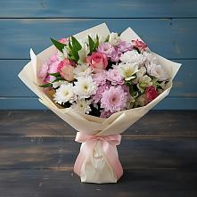 Букет цветов из:  Хризантемы, Альстромерии и Розы в Мортке