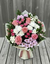 Букет цветов из:  Альстромерии, Гвоздики, Розы и Хризантемы в Мортке