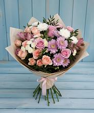 Букет цветов из:  Хризантемы, Розы и Альстромерии в Мортке