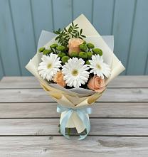 Букет цветов из:  Герберы, Розы и Хризантемы в Мортке