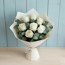 Букет Белые розы в Эвкалипте #REPLACE_PRED# Мортке